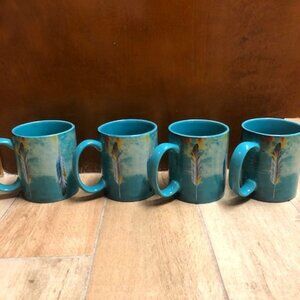 Set of 4 HiEnd Accents Indian Feather Mugs Large 20 oz.